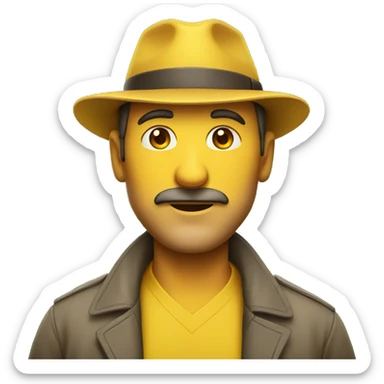 Middle age man with yellow fedora sticker
