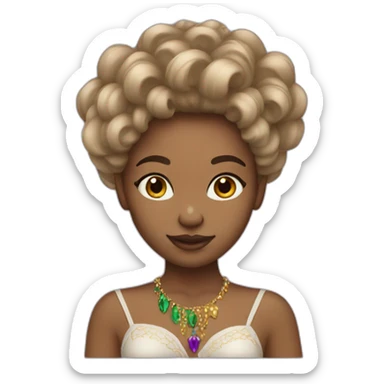 girl with hair mardi gras neutral skin tone sticker