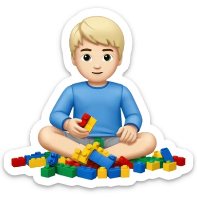 boy playing with legos full body sticker
