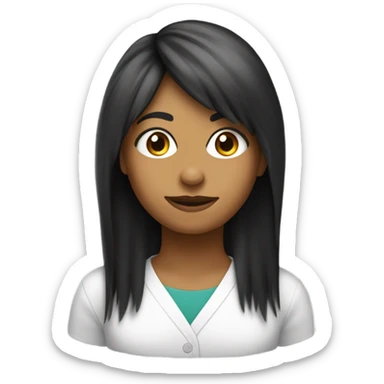 Garota estudante parda cabelo preto liso franja sticker