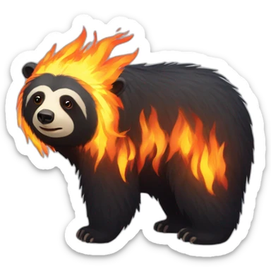 sloth bear with fire sticker