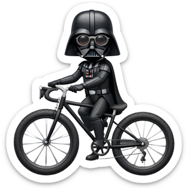 Vader die op een fiets zit met een rare bril  sticker