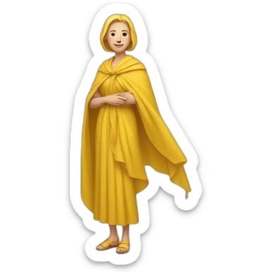 a white woman in a yellow shawl in full growth sticker