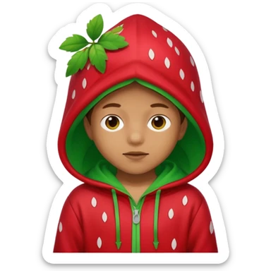Kids in Fruit Clothes 
A kid wearing a strawberry hoodie with green leaf hood.


































 sticker