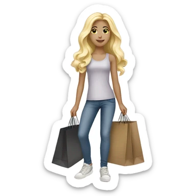 a white blonde teen girl going shopping  sticker