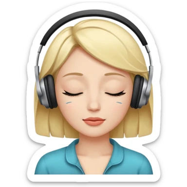 Woman listening to music with closed eyes sticker