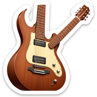 Cinematic Realistic Guitar, smooth mahogany body with intricate wood grain, steel strings reflecting soft light, gentle hand positioning on the fretboard, glowing with warmth and musical soul. sticker