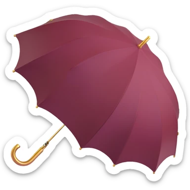 burgundy umbrella with gold trim in 3D emoji style sticker