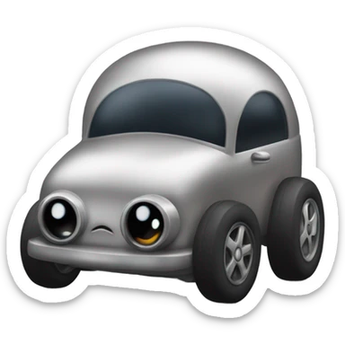 Metal cute black eyes Kirby ball driving on 4 car wheels sticker