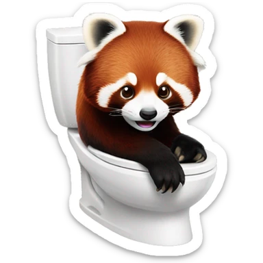 red panda on the toilettes humour sticker