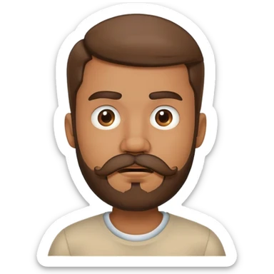 Boy showing confusion, medium skin tone, beard and mustache sticker
