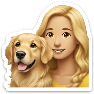 Golden retriever and a young woman  sticker