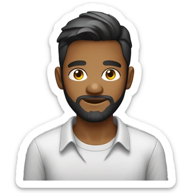 A 20 years old boy with beard with name Auon on his shirt working as a web devloper  sticker