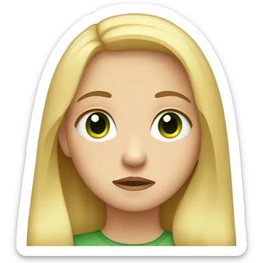 sad emotions of a girl with blond hair and green eyes  sticker