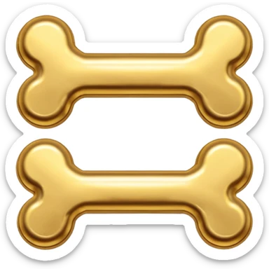 please generate an emoji of a  golden plated dog treat in the shape of a bone sticker