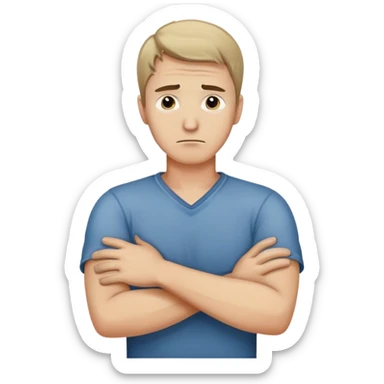 Guy crashing out with hands around neck and arms crossed sticker