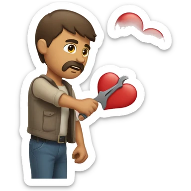 Men trying to fix a broken heart sticker