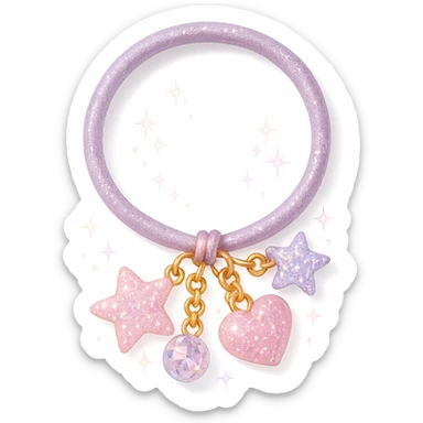 girly sparkling charm hair tie, no background sticker