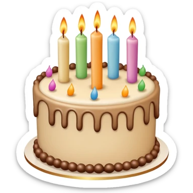 Aesthetic beige birthday cake with candles sticker