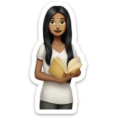 Slavenian white girl, long black hair, book in hand sticker