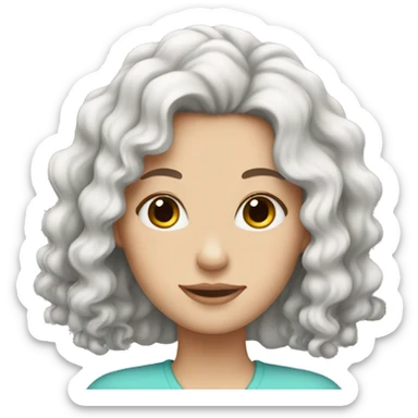 White girl with black curly hair sticker