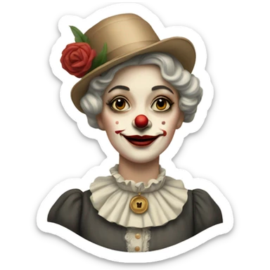 edwardian woman with clown make up sticker