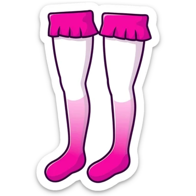 Cute minimalist girl silhouette in bright pink gradient, transparent glass style, with stockings sticker