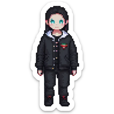 strange character with fashionable minimalist clothes sticker