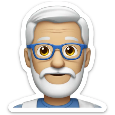 grandpa white blue glasses 50 years old gray beard sticker