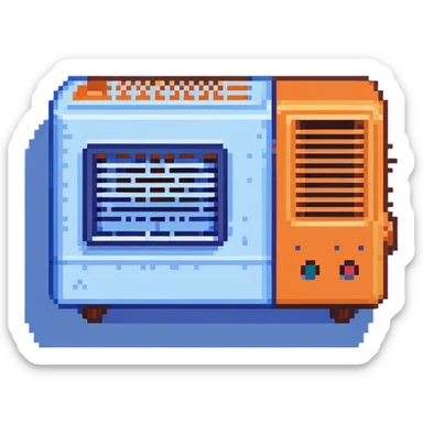 Pixelated window air conditioner with cool blue air effect sticker