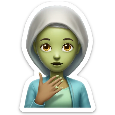 Sweet Alien puts her right hand on her heart sticker