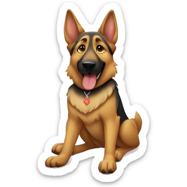 German shepherd on yoga mat doing yoga poses sticker