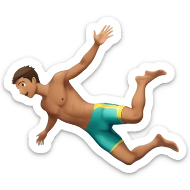 The background features rugged cliffs, clear blue water, and a bright sky, emphasizing the excitement and danger of the sport with a sense of freedom and adventure. A diver mid-air, plunging from a high cliff into the sparkling ocean below.  sticker