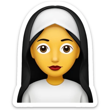 vull un perosnatge estil bimoji que sigui com una nimfa bella i fantasmal amb túniques blanques. Té la pell literalments blanca com el guix, cabell platejat, un nas llarg, ulls negres grans i llavis carmesí. que estigui somrient sticker