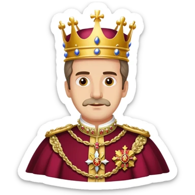 Carlos I of Spain, Habsburg king with crown and royal attire, prominent jaw sticker