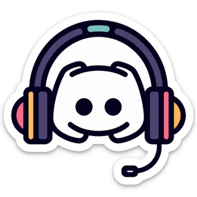 Discord logo with headphones, gaming communication app sticker