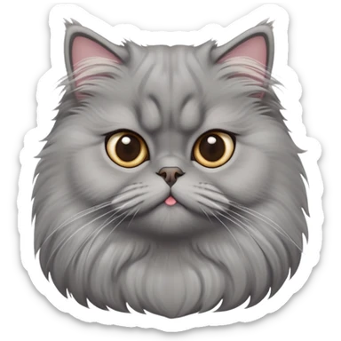 cinematic-adorable-big-eyed-fluffy-grey-persian-cat-portrait-emoji,-head-tilted-playfully-with-a-sweet-expression,-fluffy-grey-fur,-simplified-yet-irresistibly-cute-features-with-large,-expr sticker