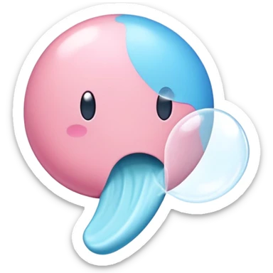 An emoji of a piece of chewing gum, slightly stretched or being blown into a bubble. Soft pastel colors, smooth texture, and a playful design representing gum or bubblegum sticker