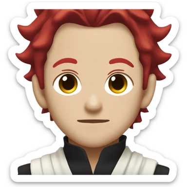 front facing Tanjiro Kamado of Demon Slayer, with the red scar on the side of his head sticker