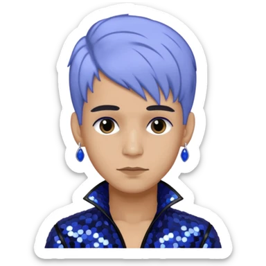 Rauw Alejandro, Puerto Rican Singer with periwinkle hair, black sequin outfit sticker