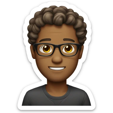 Make a man with cute glasses who looks fine and having brown wavy hair sticker