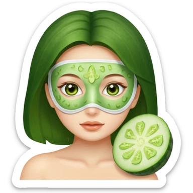 face mask cucumber girl sticker