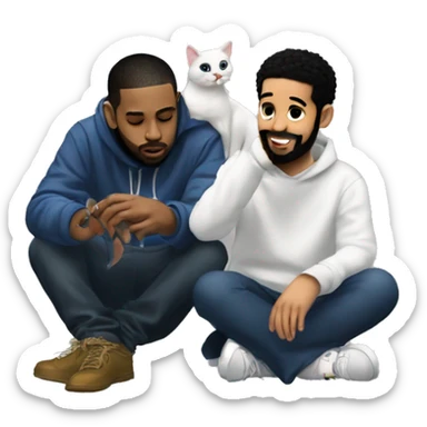 kendrick lamar and drake petting a cat sticker