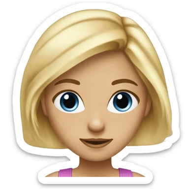 Fille blonde cheveux lisse yeux bleus sticker