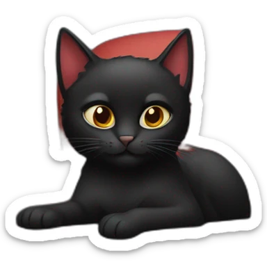 A black cat with a red bandana clawing at a blue sofa sticker