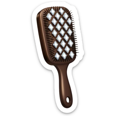 dark brown hair brush with diamonds sticker