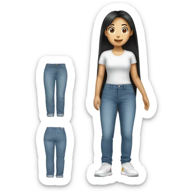 Asian girl wearing baggy jean pants  sticker