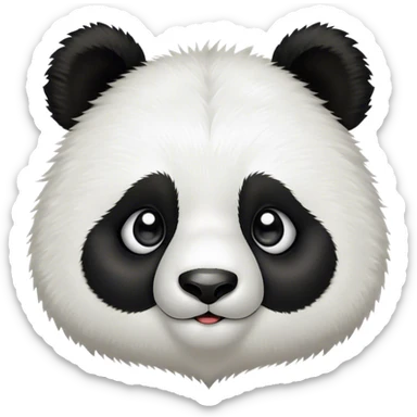 Cinematic Cute Panda Portrait Emoji, Head tilted playfully and inquisitively, featuring a fluffy, contrasting Fur of black and white with a charming expression and round, sparkling eyes filled with curiosity, Simplified yet irresistibly adorable features, highly detailed, glowing with a warm, friendly glow, high shine, affectionate and playful, stylized with a touch of bamboo whimsy, bright and endearing, soft glowing outline, capturing the essence of a mischievous yet loving panda, so playful it feels like it could roll out of the screen and into your arms! sticker