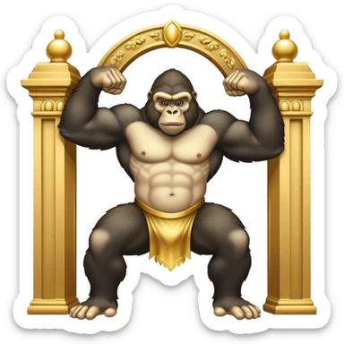 Flexing gorilla at heaven gate sticker
