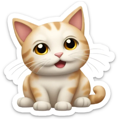 cat in the middle of a meow sticker